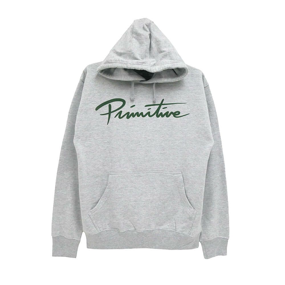 PRIMITIVE HOOD プリミティブ パーカー NUEVO SCRIPT GREY スケートボード スケボー 