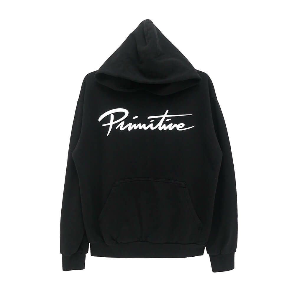 PRIMITIVE HOOD プリミティブ パーカー NUEVO SCRIPT BLACK スケートボード スケボー 