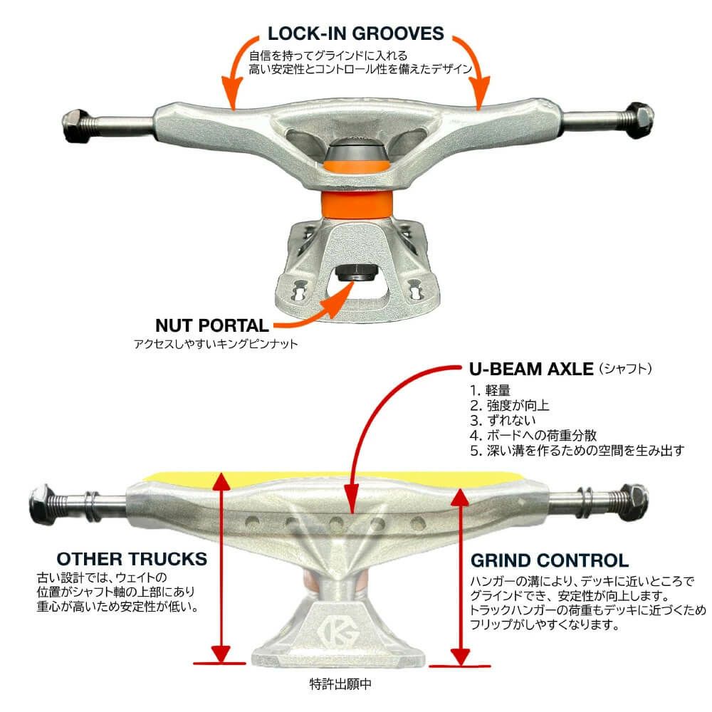 GRIND KING TRUCK グラインドキング トラック LOCKER 8.0 シルバー スケートボード スケボー 9