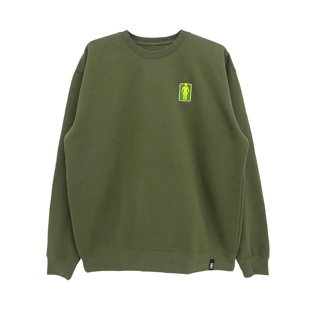 GIRL CREW SWEAT ガール トレーナー 93 TIL LOVERS OG OLIVE スケートボード スケボー 