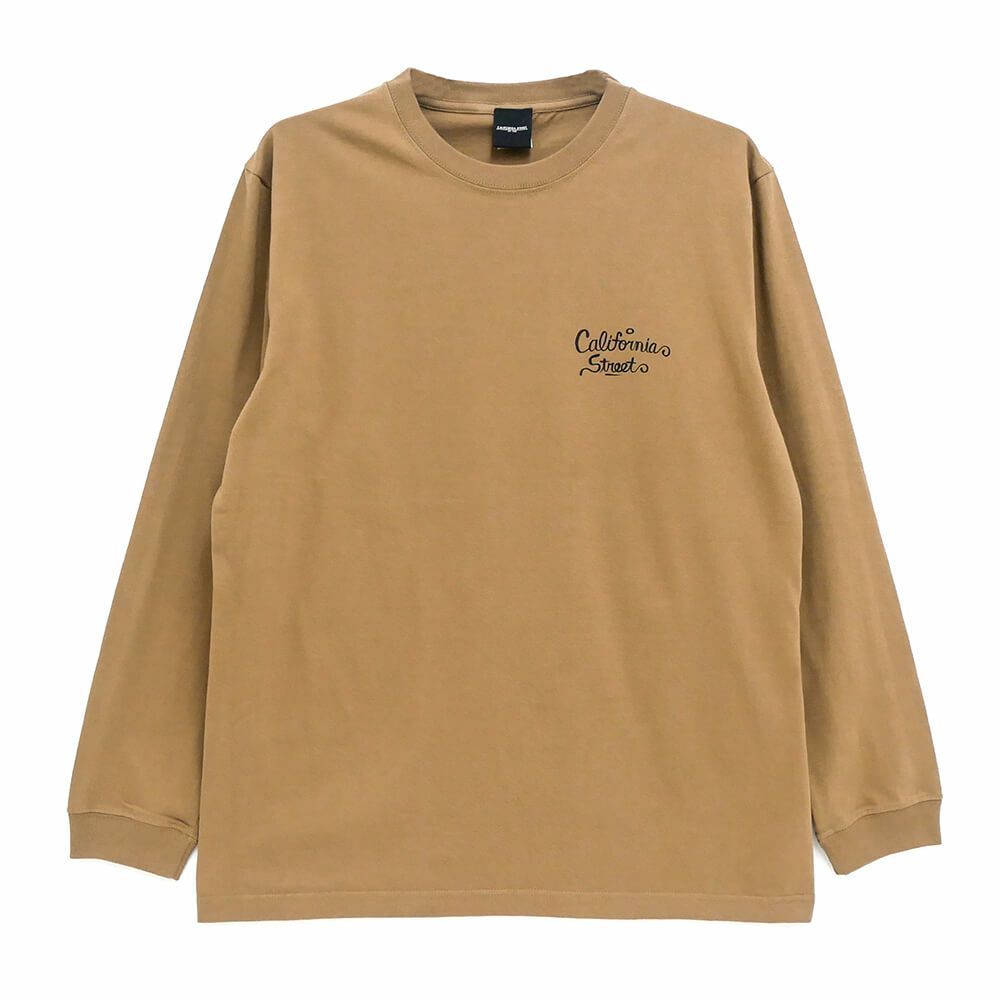 CALIFORNIA STREET LONG SLEEVE カリフォルニアストリート ロングスリーブTシャツ HUNTING by ESOW DARK CAMEL スケートボード スケボー 01