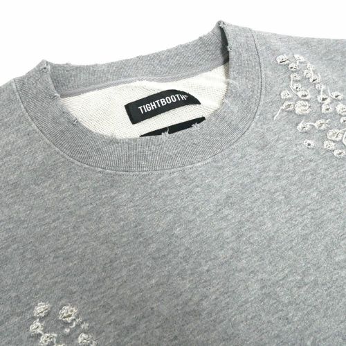 TIGHTBOOTH（TBPR） CREW SWEAT タイトブース トレーナー TBPR x DELUXE DAMAGE GREY スケートボード スケボー 1