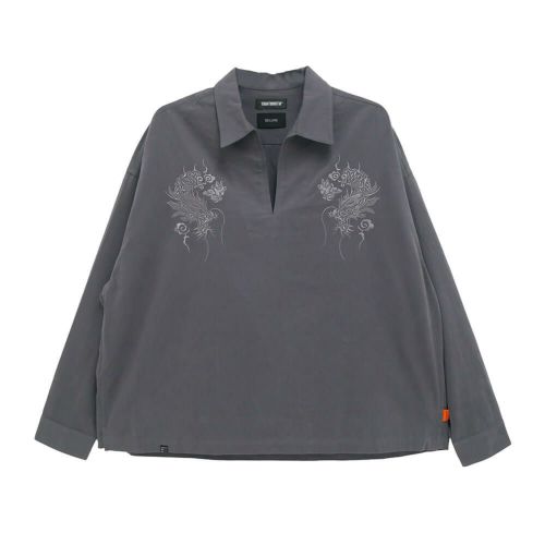 TIGHTBOOTH（TBPR） LONG SLEEVE タイトブース 長袖シャツ TBPR x DELUXE FLANNEL SKIPPER SHIRT GREY スケートボード スケボー 