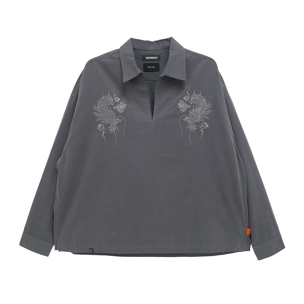 TIGHTBOOTH（TBPR） LONG SLEEVE タイトブース 長袖シャツ TBPR x DELUXE FLANNEL SKIPPER SHIRT GREY スケートボード スケボー 