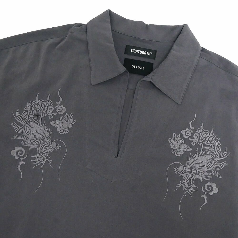 TIGHTBOOTH（TBPR） LONG SLEEVE タイトブース 長袖シャツ TBPR x DELUXE FLANNEL SKIPPER SHIRT GREY スケートボード スケボー 1