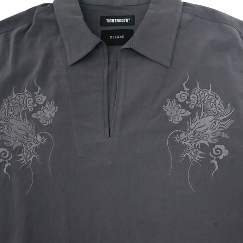 TIGHTBOOTH（TBPR） LONG SLEEVE タイトブース 長袖シャツ TBPR x DELUXE FLANNEL SKIPPER SHIRT GREY スケートボード スケボー 2