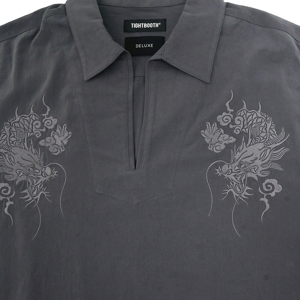 TIGHTBOOTH（TBPR） LONG SLEEVE タイトブース 長袖シャツ TBPR x DELUXE FLANNEL SKIPPER SHIRT GREY スケートボード スケボー 2