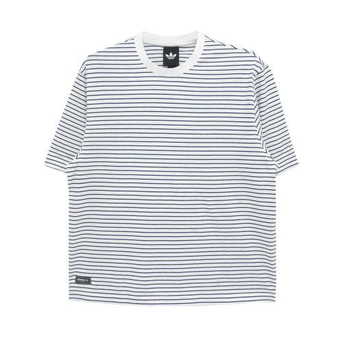 ADIDAS SKATEBOARDING T-SHIRT アディダススケートボーディング Tシャツ YARN DYED WHITE/DARK BLUE スケートボード スケボー 