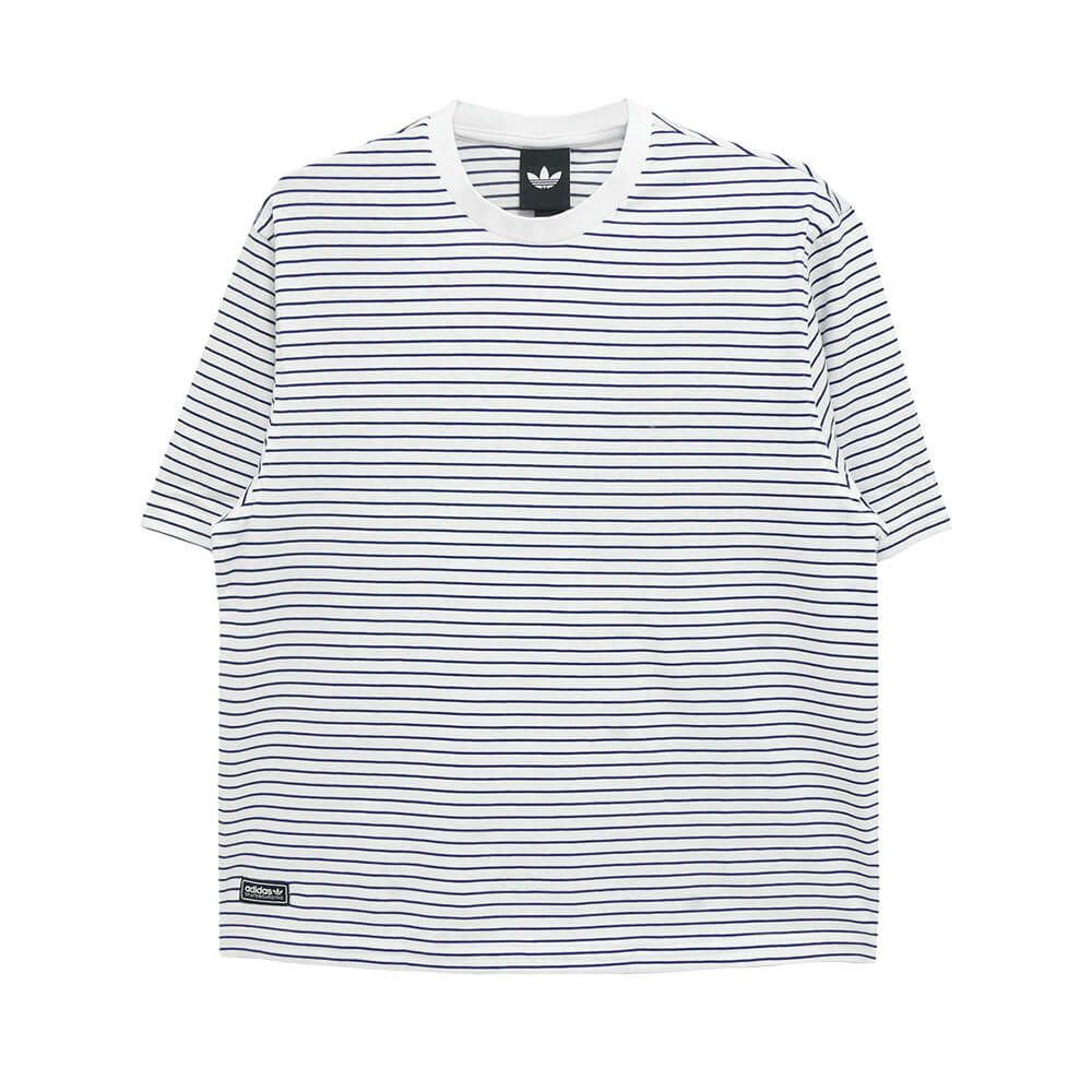 ADIDAS SKATEBOARDING T-SHIRT アディダススケートボーディング Tシャツ YARN DYED WHITE/DARK BLUE スケートボード スケボー 