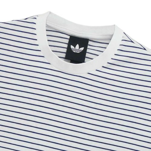 ADIDAS SKATEBOARDING T-SHIRT アディダススケートボーディング Tシャツ YARN DYED WHITE/DARK BLUE スケートボード スケボー 1