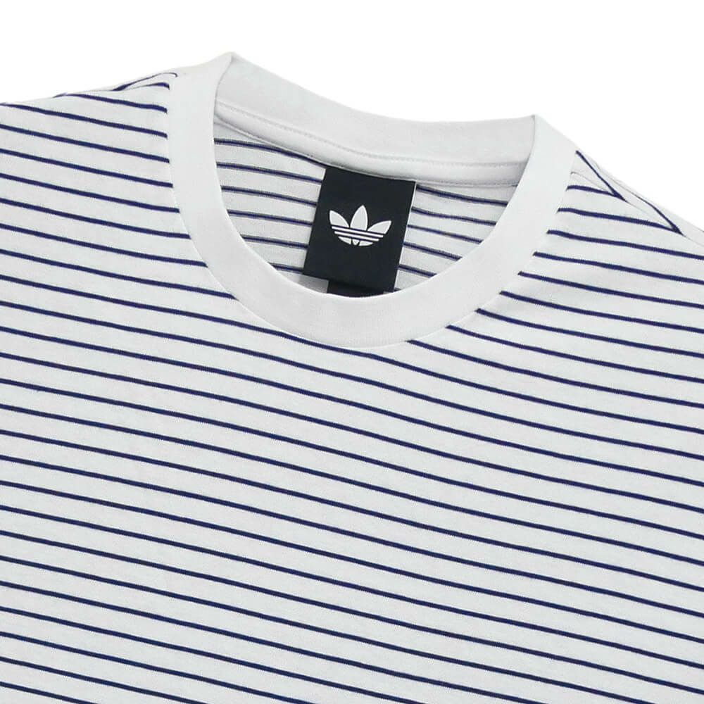 ADIDAS SKATEBOARDING T-SHIRT アディダススケートボーディング Tシャツ YARN DYED WHITE/DARK BLUE スケートボード スケボー 1