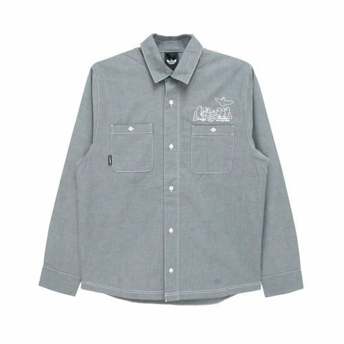ADIDAS SKATEBOARDING LONG SLEEVE アディダススケートボーディング 長袖シャツ GONZALES BUTTON UP AURORA IVY スケートボード スケボー 