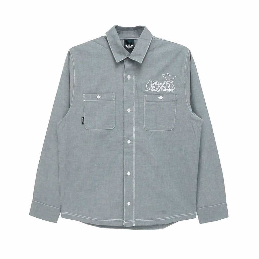 ADIDAS SKATEBOARDING LONG SLEEVE アディダススケートボーディング 長袖シャツ GONZALES BUTTON UP AURORA IVY スケートボード スケボー 
