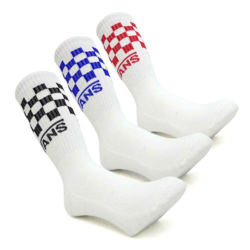  VANS SOCKS バンズ ソックス 靴下 CLASSIC CHECK CREW 3 PACK 白（US企画） スケートボード スケボー 