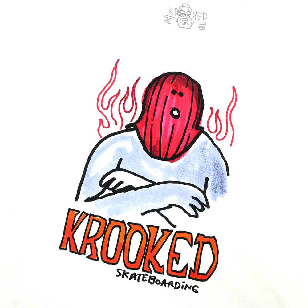 KROOKED T-SHIRT クルキッド Tシャツ FIRE MASK WHITE スケートボード スケボー 1