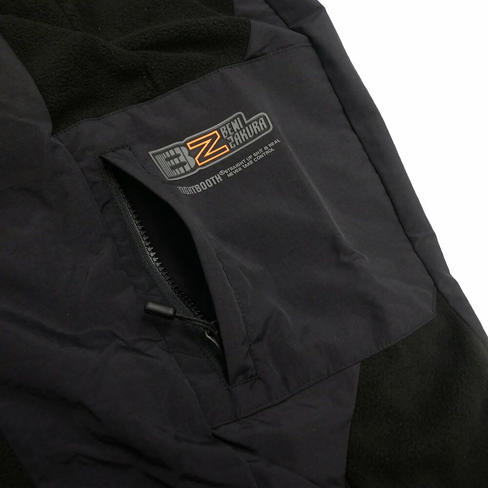 TIGHTBOOTH（TBPR） PANTS タイトブース パンツ ジーンズ TBPR x 紅桜 NYLON PANEL FLEECE BALOON BLACK スケートボード スケボー 9