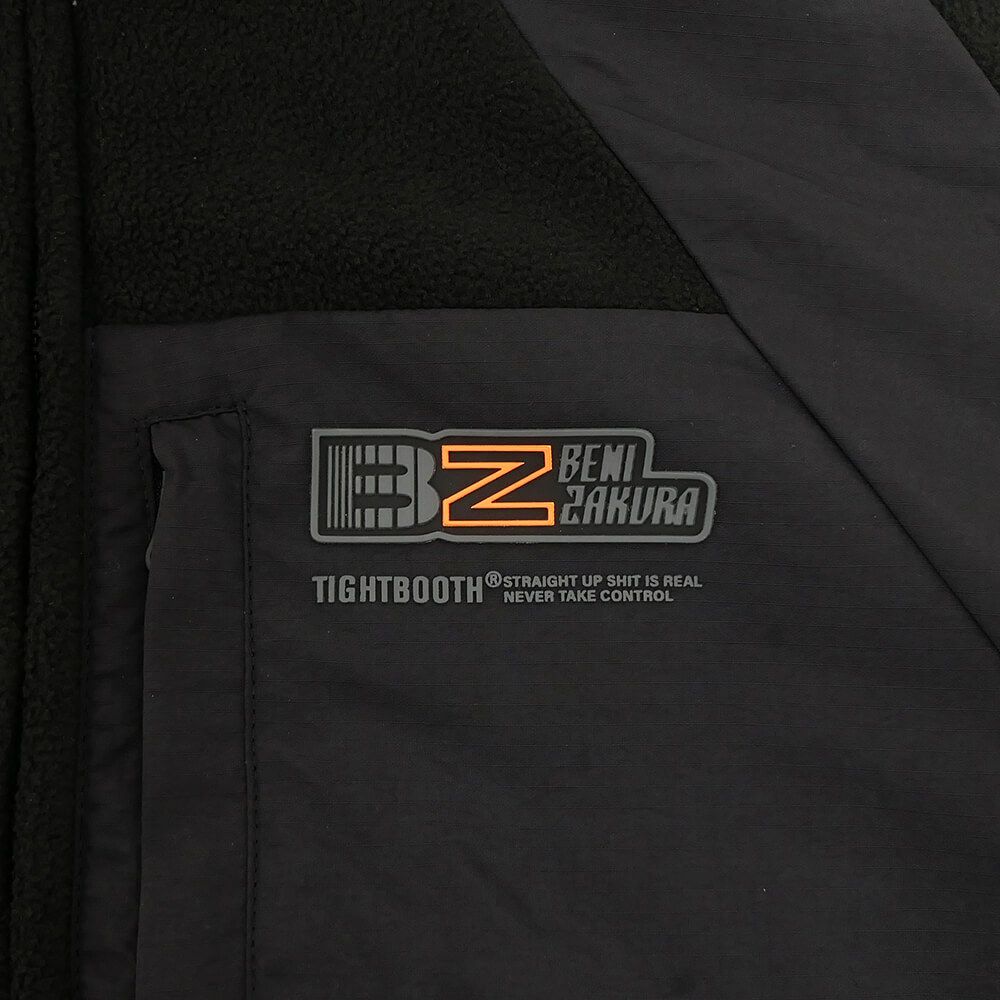 TIGHTBOOTH（TBPR） JACKET タイトブース ジャケット TBPR x 紅桜 NYLON PANEL FLEECE BLACK スケートボード スケボー 5